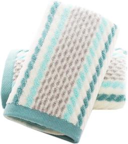img 4 attached to Set of 2 Green Striped Hand Towels - Highly Absorbent 100% Cotton, Super Soft Hand Towel for Bathroom - Size: 13.4 x 29.5 Inch