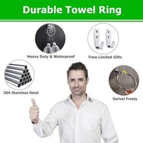 img 2 attached to 🧻 MongFun Towel Ring - Bathroom Hand Towel Holder, Chrome Steel, Kitchen Bath Towel Hanger Hooks, Silver Rustproof & Polished 304 Stainless Steel (Drill Required)