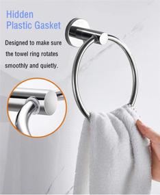 img 1 attached to 🧻 MongFun Towel Ring - Bathroom Hand Towel Holder, Chrome Steel, Kitchen Bath Towel Hanger Hooks, Silver Rustproof & Polished 304 Stainless Steel (Drill Required)