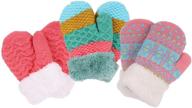 🧤 children's 3-pack sherpa-lined winter knit mitten gloves for toddlers logo