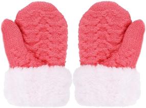 img 1 attached to 🧤 Children's 3-Pack Sherpa-Lined Winter Knit Mitten Gloves for Toddlers