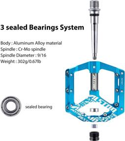 img 2 attached to Alston MTB Bike Pedals: CNC Machined Platform Pedals with 3 Sealed Bearings - Suitable for Adults and Youth, Non-Slip Anti-Skid 9/16