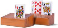 🎴 organize with style: rnk gaming wooden playing card holders set of 2 tray racks for kids & seniors логотип