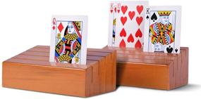 img 4 attached to 🎴 Organize with Style: RNK Gaming Wooden Playing Card Holders Set of 2 Tray Racks for Kids & Seniors