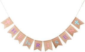 img 4 attached to 🐇 GOER Easter Banner: He is Risen! Natural Burlap Decorations and Photo Props for Easter