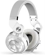 🎧 bluedio t2s bluetooth headphones: 57mm driver, wireless on-ear headset with mic - 40 hours play time (white) logo