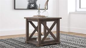 img 3 attached to 🌿 Rustic Elegance: Signature Design by Ashley Arlenbry Farmhouse End Table with Crossbuck Details in Weathered Oak Brown