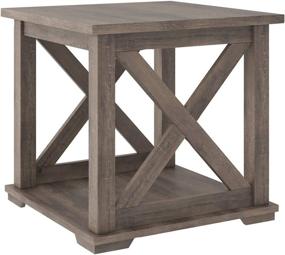 img 2 attached to 🌿 Rustic Elegance: Signature Design by Ashley Arlenbry Farmhouse End Table with Crossbuck Details in Weathered Oak Brown