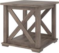 🌿 rustic elegance: signature design by ashley arlenbry farmhouse end table with crossbuck details in weathered oak brown logo