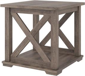 img 4 attached to 🌿 Rustic Elegance: Signature Design by Ashley Arlenbry Farmhouse End Table with Crossbuck Details in Weathered Oak Brown