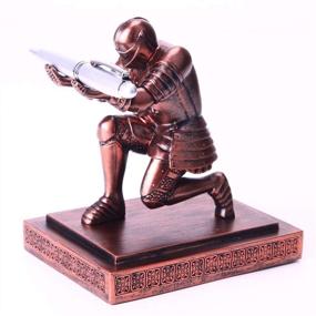 img 4 attached to CYXStar Resin Soldier Executive Pen Holder Desk Organizer Cool Pen Stand Home Decor Resin Pencil Holder With A Pen For Men As Gift (Copper)