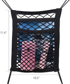 img 3 attached to 🚗 Enhanced 2-Layer Car Seat Storage Mesh Organizer by MICTUNING - Universal Mesh Cargo Net Hook Pouch Holder for Bags, Phones, Pets & Kids - Effective Disturbance Stopper