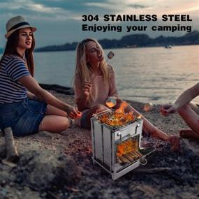 img 1 attached to 🔥 REDCAMP Wood Burning Camping Stove Folding: Stainless Steel Backpacking Stove for Hiking & Picnic Cooking Outdoors