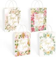 🛍️ 16pcs thank you gift bags with handle - small floral design paper bags for small business, wedding guest, baby shower, kid party - wholesale thank you bags logo