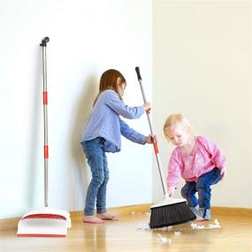 img 3 attached to 🧹 Home and Kitchen Broom Set - Floor Cleaning Tools for Office, Living Room - Upright Standing Long Handle with Self-Cleaning Bristles