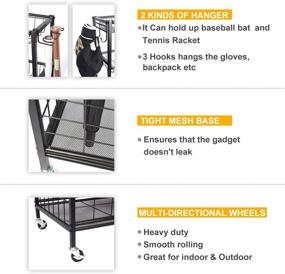 img 1 attached to 🏋️ Optimized Sports Equipment Organizer - Kinghouse Garage Ball Storage Rack and Gear Organizer with Baskets, Hooks, Rolling Cart - Steel, Black