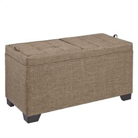 img 2 attached to 🌞 First Hill FHW Sunshine 3-Piece Storage Ottoman Bench Set - Bark Brown Fabric Upholstery for Effortless Organization