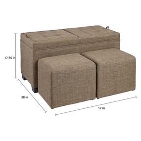 img 3 attached to 🌞 First Hill FHW Sunshine 3-Piece Storage Ottoman Bench Set - Bark Brown Fabric Upholstery for Effortless Organization