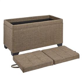 img 1 attached to 🌞 First Hill FHW Sunshine 3-Piece Storage Ottoman Bench Set - Bark Brown Fabric Upholstery for Effortless Organization