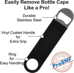 img 2 attached to 🍺 ProSMF Bottle Opener Set - 3 Pack - Beer Opener - Bar Key - Flat Bartender Bottle Opener - Stainless Steel - Heavy Duty - Black - Vinyl Rubber Coated Handle - 2 Large & 1 Mini