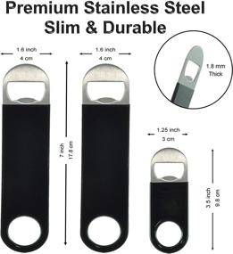 img 1 attached to 🍺 ProSMF Bottle Opener Set - 3 Pack - Beer Opener - Bar Key - Flat Bartender Bottle Opener - Stainless Steel - Heavy Duty - Black - Vinyl Rubber Coated Handle - 2 Large & 1 Mini