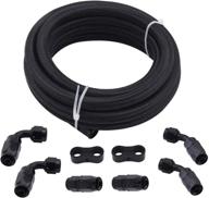🔌 10ft 1/2 nylon stainless steel braided 8an fuel line hose kit with 6pcs black an8 fuel hose fitting adapter kit logo