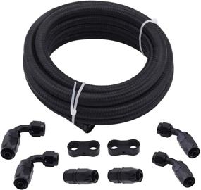 img 4 attached to 🔌 10FT 1/2 Nylon Stainless Steel Braided 8AN Fuel Line Hose Kit with 6Pcs Black AN8 Fuel Hose Fitting Adapter Kit