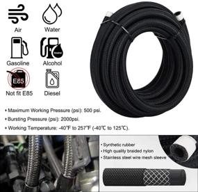 img 2 attached to 🔌 10FT 1/2 Nylon Stainless Steel Braided 8AN Fuel Line Hose Kit with 6Pcs Black AN8 Fuel Hose Fitting Adapter Kit