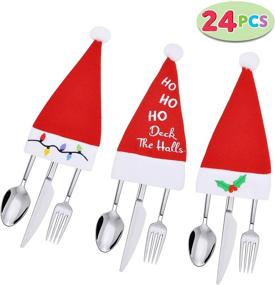 img 2 attached to JOYIN 24-Piece Santa Hats Dinner Silverware Holders for Cutlery Party Table or Christmas Dinner Decorations