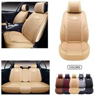 🚗 oasis auto leatherette car seat covers for cars suv pick-up truck - universal fit set in tan, faux leather automotive vehicle cushion cover - full set os-008, auto interior accessories logo