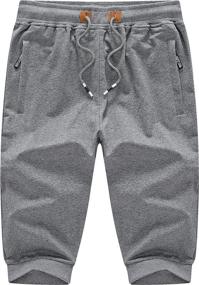 img 2 attached to 🩳 LEPOAR Men's Cotton Shorts: Stylish and Comfortable 3/4 Capri Pants with Knee Length and Drawstring