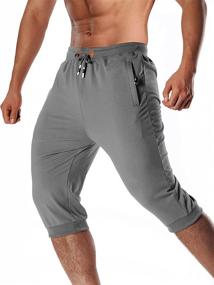 img 4 attached to 🩳 LEPOAR Men's Cotton Shorts: Stylish and Comfortable 3/4 Capri Pants with Knee Length and Drawstring