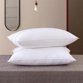 img 4 attached to 🦆 Luxurious Natural Goose Down Feather Pillows for Sleeping – Set of 2 Queen Size Pillows with 100% Cotton Fabric Cover by SNOWMAN