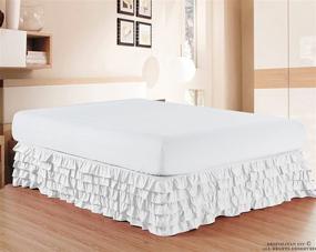 img 2 attached to 🛏 Premium Quality 1500 Thread Count White Bed Skirt - Elegant Comfort Luxurious Multi-Ruffle Design, Wrinkle & Fade Resistant, Queen Size, 15inch Drop
