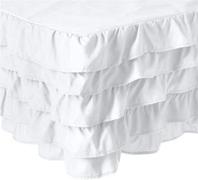 img 3 attached to 🛏 Premium Quality 1500 Thread Count White Bed Skirt - Elegant Comfort Luxurious Multi-Ruffle Design, Wrinkle & Fade Resistant, Queen Size, 15inch Drop