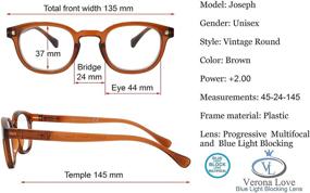 img 2 attached to 👓 Joseph Progressive Multifocus Reading Glasses: Blue Light Blocking for Women & Men, No Line Multifocal Readers (Brown) +2.50 - Enhance Clarity & Reduce Eye Strain!