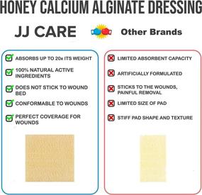 img 3 attached to JJ CARE 2”x 2” Honey Calcium Alginate Dressing [Box of 10] - Medical Grade Honey Bandages for Burns, Latex Free | Honey Patches for Faster Wound Care, Calcium-infused Wound Dressing