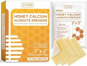 img 4 attached to JJ CARE 2”x 2” Honey Calcium Alginate Dressing [Box of 10] - Medical Grade Honey Bandages for Burns, Latex Free | Honey Patches for Faster Wound Care, Calcium-infused Wound Dressing