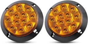 img 4 attached to 🚦 Meerkatt 4 Inch Round Amber Clearance Lamp Trailer Tail Lights – Ultra Bright Flux F3 LED - Pack of 2