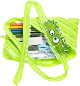 img 3 attached to 🖍️ Large Talking Monstar Pencil Case by ZIPIT - Holds 60 Pens, One Long Zipper! (Lime)