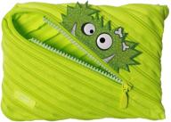 🖍️ large talking monstar pencil case by zipit - holds 60 pens, one long zipper! (lime) logo