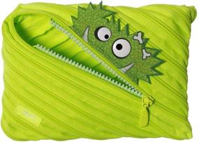 img 4 attached to 🖍️ Large Talking Monstar Pencil Case by ZIPIT - Holds 60 Pens, One Long Zipper! (Lime)