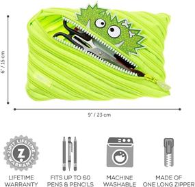 img 2 attached to 🖍️ Large Talking Monstar Pencil Case by ZIPIT - Holds 60 Pens, One Long Zipper! (Lime)