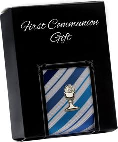 img 3 attached to Premium Striped Silver Chalice Communion Neckties: 45 Inch Boys' Accessories for a Timeless Look