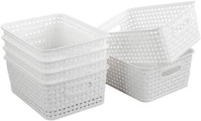 img 4 attached to 📦 NICESH 6-Pack White Plastic Small Storage Baskets: Compact and Convenient Organizers