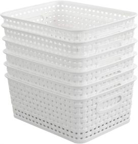 img 1 attached to 📦 NICESH 6-Pack White Plastic Small Storage Baskets: Compact and Convenient Organizers