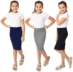 img 4 attached to KIDPIK Girls Pencil Skirts Pack: Stylish and Versatile Girls' Clothing Options