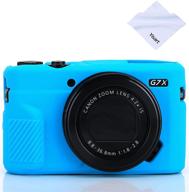 g7x mark ii case g7x mark iii case g7x camera silicone case ultra-thin lightweight rubber soft silicone case bag cover for canon powershot g7x g7x mark ii g7x mark iii microfiber cloth (blue) logo