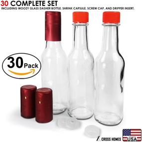 img 1 attached to 🍾 Case of 30 RED Woozy Glass Bottles with Caps and Shrink Capsules Bands - 5 Oz Hot Sauce Bottles, Coquito Bottles, Mini Liquor Bottles, Empty Wine Small Glass Bottle, Vanilla Extract Oil Vodka Sauce Making Kit