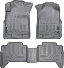 img 4 attached to 🌧️ Husky Liners - 98952 Weatherbeater Front & 2nd Seat Floor Mats for 2005-15 Toyota Tacoma Double Cab, Grey - Complete Footwell Coverage